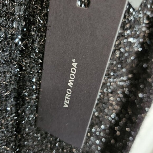 NWT Vero Moda fluffy wide leg pants in black glitter Size XL - Picture 7 of 9